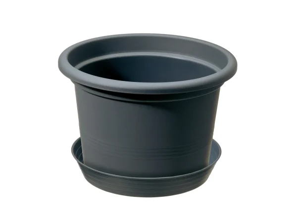 Plant Pot with Saucer, 28 cm, Recycled Plastic