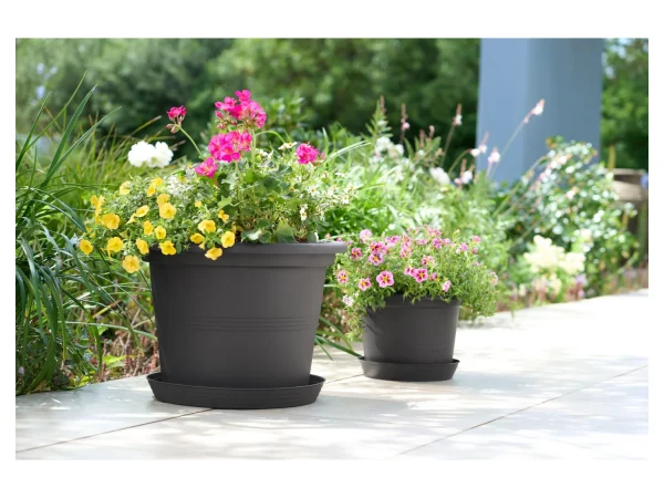 Plant Pot with Saucer, 28 cm, Recycled Plastic