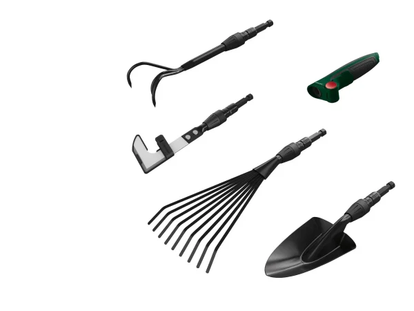 Combination system garden tool set, 5 pieces