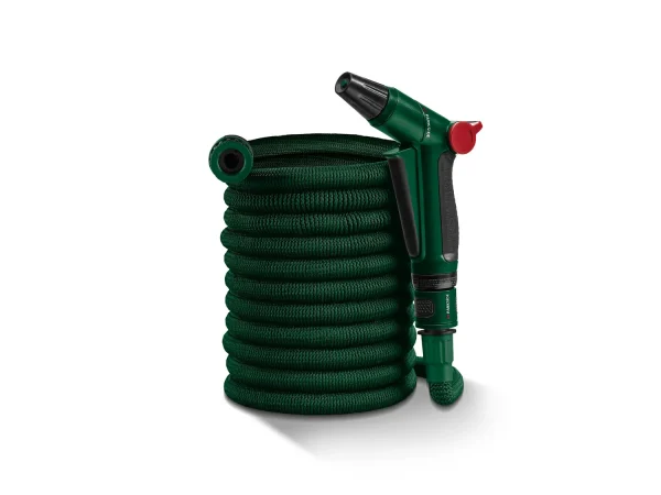 Flexi garden hose set, 15 m, can be stowed away to save space