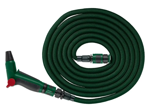 Flexi garden hose set, 15 m, can be stowed away to save space