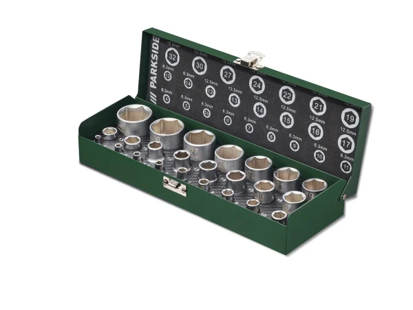 socket set, 24 pieces, in a sturdy metal box