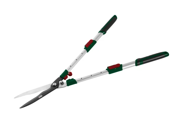 Telescopic hedge trimmer, with transport lock