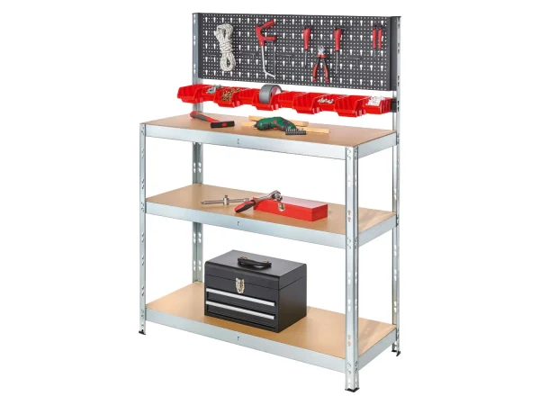 heavy-duty shelf with tool wall, 136 x 100 x 40 cm