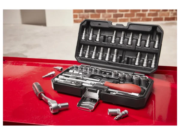 socket wrench set, 46 pieces, in plastic cassette