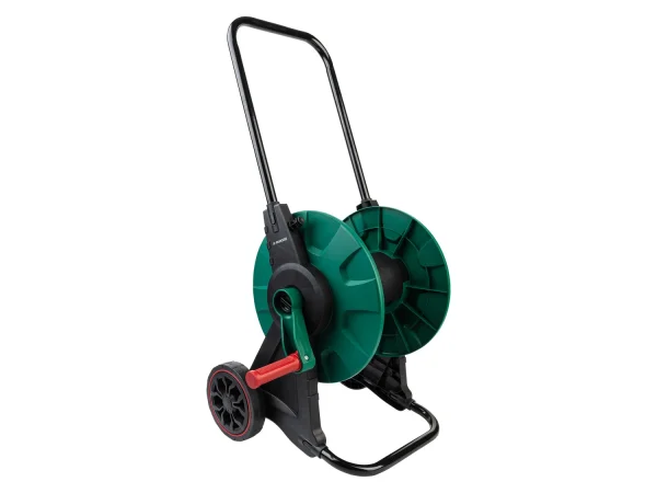 hose trolley, with lawn-friendly profile wheels