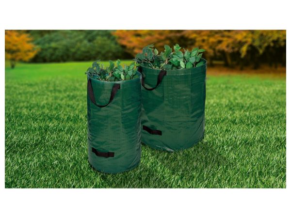 Strong garden bag, foldable, with tension ring