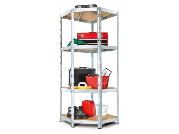 corner heavy-duty shelf, 180x70x70x40 cm, 4 shelves, galvanized