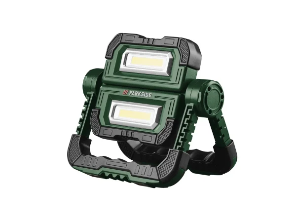 LED construction spotlight »PBBK 4 A1«, battery-operated, with 2 separately pivoting spotlights