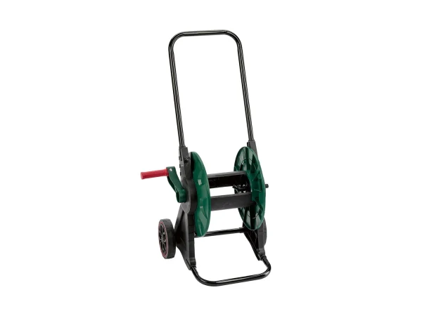 hose trolley, with lawn-friendly profile wheels