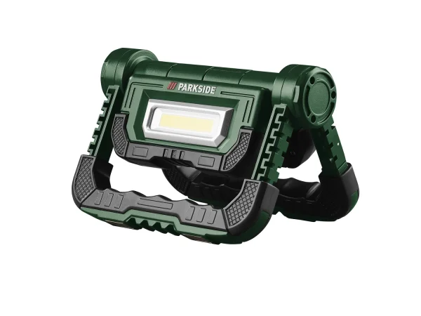 LED construction spotlight »PBBK 4 A1«, battery-operated, with 2 separately pivoting spotlights