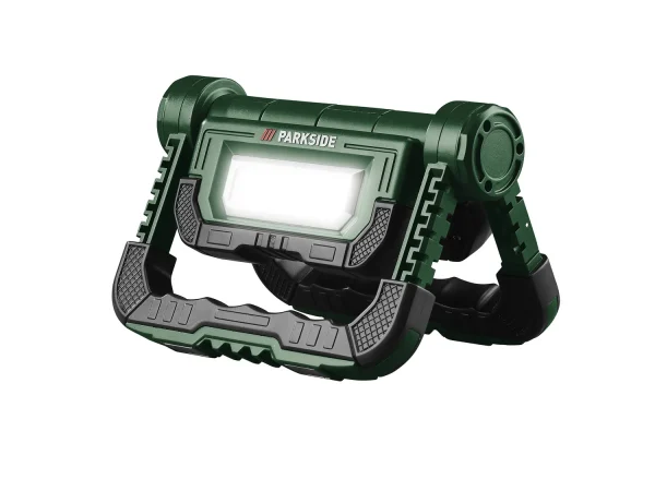 LED construction spotlight »PBBK 4 A1«, battery-operated, with 2 separately pivoting spotlights