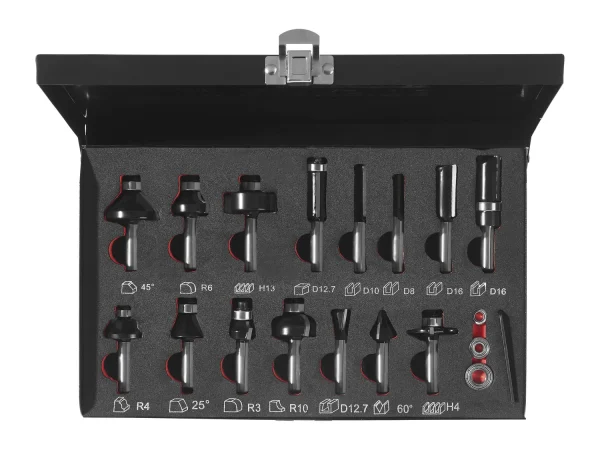 Router bit set, for router, 15 pieces PPFB 15 A1